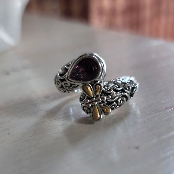 COPY - COPY - New silver plated purple amethyst color dragonfly ring size 7 - Picture 4 of 4